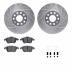 R1 Concepts 05-18 Volkswagen Jetta Front Drill/Slot Silver Rotors w/Euro Ceramic Pads