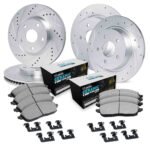R1 Concepts 13-16 Mini Cooper Countryman Front & Rear Drill/Slot Silver Rotors w/Euro Ceramic Pads