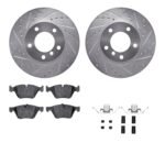 R1 Concepts 06-07 BMW 323i Front Drilled & Slotted Silver Brake Rotor Set w/Ceramic Pads and Hardware