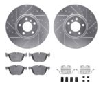 R1 Concepts 07-18 BMW X6 Front Drilled & Slotted Silver Brake Rotor Set w/Ceramic Pads and Hardware