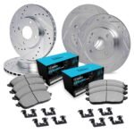 R1 Concepts 02-06 Mini Cooper Front & Rear Drill/Slot Silver Rotors w/Ceramic Pads