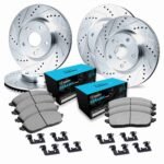 R1 Concepts 13-19 Mercedes-Benz GLS350d Front & Rear Drill/Slot Silver Rotors w/Ceramic Pads