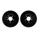R1 Concepts 06-13 BMW 328i Front Drilled & Slotted Black Brake Rotor Set