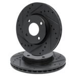 R1 Concepts 07-15 Mini Cooper Front Drilled & Slotted Black Brake Rotor Set - Image 2