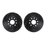R1 Concepts 05-18 Audi A3 Rear Drilled & Slotted Black Brake Rotor Set