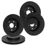 R1 Concepts 07-19 BMW X6 Front & Rear Drilled & Slotted Black Brake Rotor Set