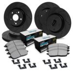 R1 Concepts 16-25 BMW 640i xDrive Gran Turismo Front & Rear Drill/Slot Black Rotors w/Euro Ceramic Pads