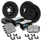 R1 Concepts 05-17 Audi A3 Front & Rear Drill/Slot Black Rotors w/Euro Ceramic Pads