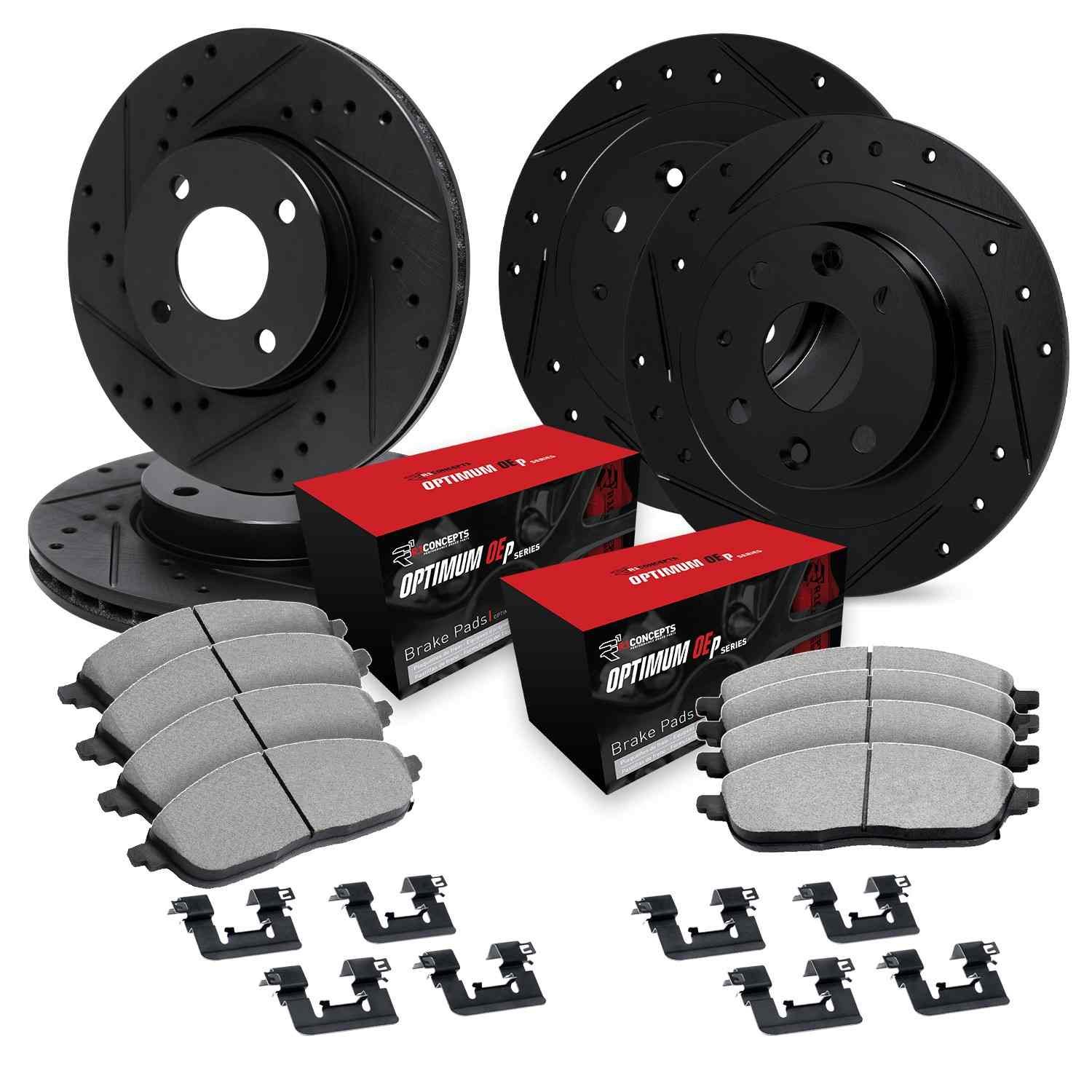 DF_WHUH232002_Kit.jpg R1 Concepts 07-15 Mini Cooper Front & Rear Drill/Slot Black Rotors w/Optimum Pads - Image 1