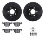 R1 Concepts 07-19 BMW X5 Rear Drilled & Slotted Black Brake Rotor Set w/Ceramic Pads and Hardware