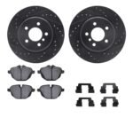 R1 Concepts 11-16 BMW 528i Rear Drilled & Slotted Black Brake Rotor Set w/Ceramic Pads and Hardware