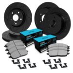 R1 Concepts 08-15 Audi TT Front & Rear Drilled & Slotted Black Brake Rotor Set w/Ceramic Pads and Hardware