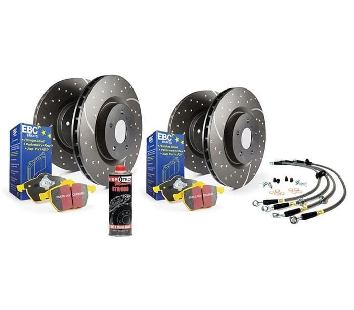 EBC-GD-Mk7-GTi-312-310-2_4165877.jpg EBC Slotted | Dimpled Rotor Kit with Pads (Front 340x30mm & Rear 310x22mm) | Mk7 GTi with Performance Package - Image 1