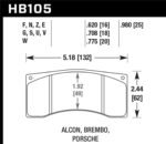 Hawk DTC-80 Brembo Scalloped 17mm Race Brake Pads - Image 2