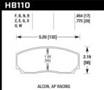 Hawk DTC-80 AP Racing 16mm Race Brake Pads - Image 2