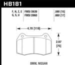 Hawk 02-04 Acura RSX / 94-97 BMW 840CI/850CI / 92-02 Nissan Skyline DTC-60 Front Race Brake Pads - Image 2