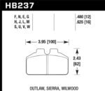 Hawk Wilwood Bridgebolt / AP Racing / Outlaw Caliper HT-10 Race Brake Pads - Image 2