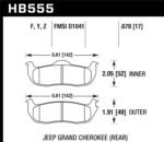 Hawk 06-09 Jeep Commander / 05-09 Grand Cherokee Rear Performance Ceramic Street Brake Pads - Image 2