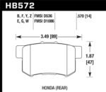 Hawk 07-08 Acura TL Type S Performance Ceramic Street Rear Brake Pads - Image 2