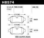 Hawk 07+ Mini Cooper HPS 5.0 Rear Brake Pads - Image 2