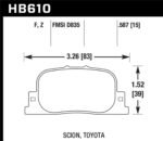 Hawk 05-09 Scion tC / 00-01 Lexus ES300 Performance Ceramic Street Rear Brake Pads - Image 2