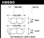 Hawk 03-07 Jeep Liberty (KJ) / 03-06 Jeep Wrangler (w/ Rear Disc Brakes) LTS Street Rear Brake Pads - Image 2
