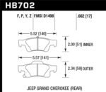 Hawk 11-12 Dodge Durango / 11-12 Jeep Grand Cherokee HPS 5.0 Rear Street Brake Pads - Image 2