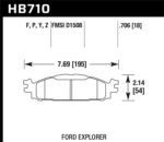 Hawk 11-13 Ford Explorer/12-13 Taurus SHO / 12-13 Lincoln MKS/MKT HPS Front Street Brake Pads - Image 2