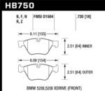 Hawk 13-14 BMW 528i / 528i xDrive HPS 5.0 Front Brake Pads - Image 2