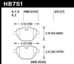 Hawk 2015 BMW 428i Gran Coupe / 11-16 535i / 11-16 X3/X4 HP Plus Rear Brake Pads - Image 2