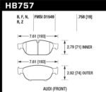 Hawk Audi 2013 A5 Quattro / 12-16 A6 Quattro/A7 Quattro/A8 Quattro HP Plus Front Brake Pads - Image 2