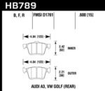 Hawk Performance Ceramic Street Rear Brake Pads - VW/Audi / A3 / S3 / Golf R - Image 2
