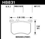 Hawk 13-17 Mercedes-Benz SL550 HPS 5.0 Front Brake Pads - Image 2