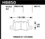 Hawk Audi 14-19 Porsche 911 / 2016 Cayman / 17-19 Panamera PC Rear Brake Pads w/ Carbon Ceramics - Image 2