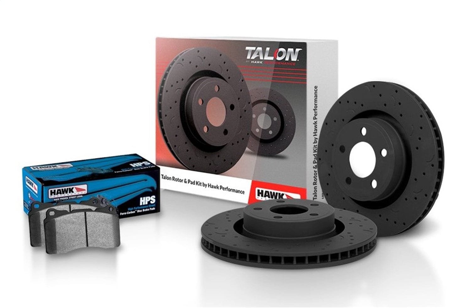 Hawk_Performance_Cross-DrilledTalonHPSKit_f2259f64-2fc9-4108-b87a-132302eb64da.jpg Hawk Talon 2005 Chevy Silverado 1500 Crew Cab Pickup Cross Drilled & Slotted Rotors w/ HPS Pads (Rear) - Image 1