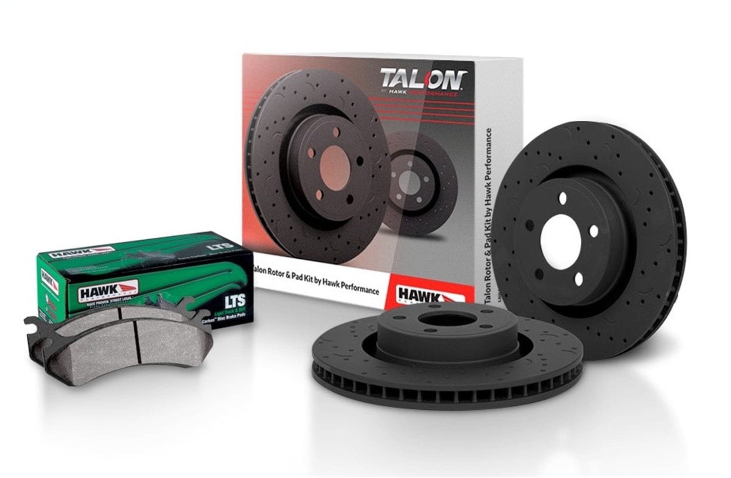 Hawk_Performance_Cross-DrilledTalonLTSKit_4556d5cb-f884-446e-8df5-072d61ca8d39.jpg Hawk Talon 2009 Audi A6 Quattro Armoured Vehicle Cross Drilled & Slotted Rotors w/ Hawk LTS Pads (Front) - Image 1