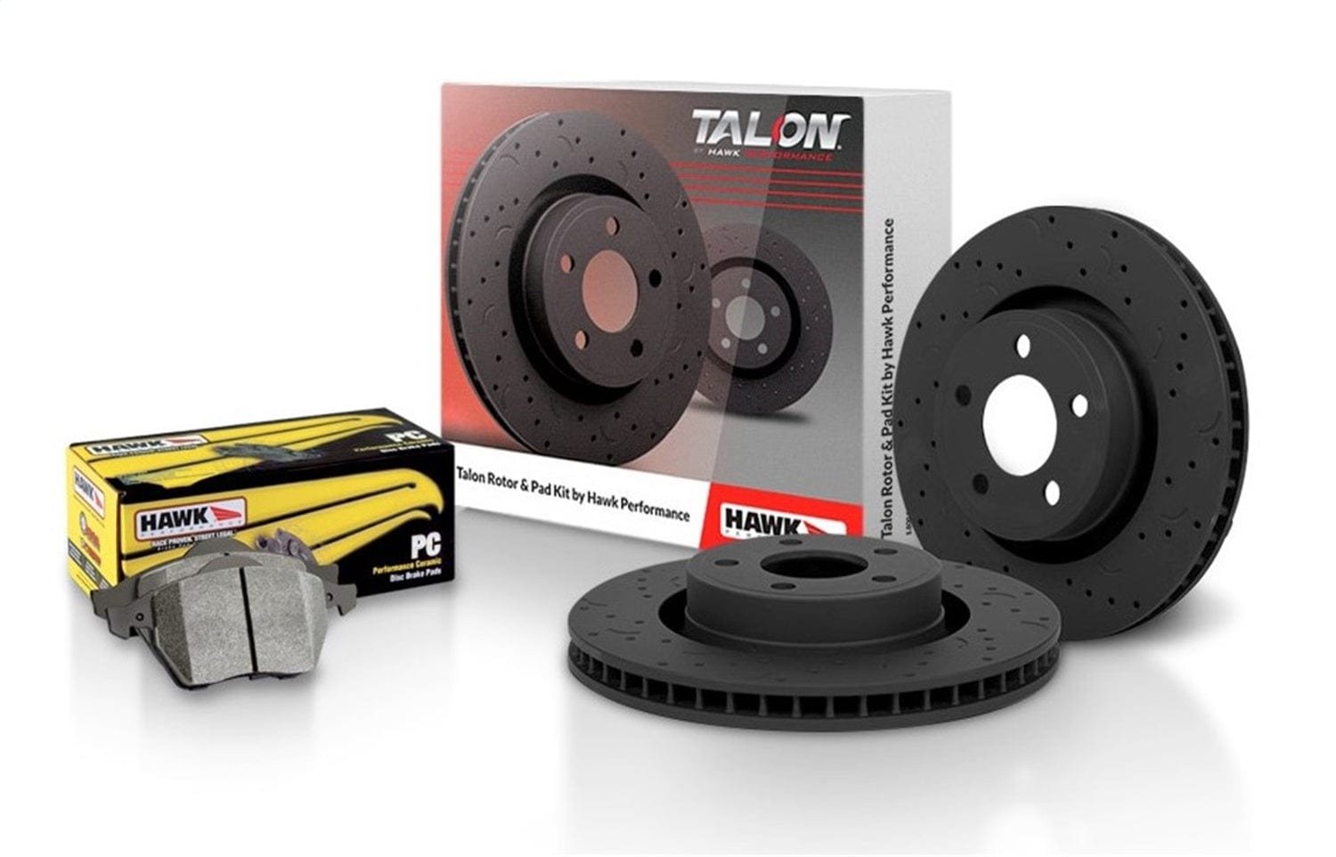 Hawk_Performance_Cross-Drilled_TalonPCKit.jpg Hawk Talon 2013 Acura ILX Base 300mm Cross Drilled & Slotted Rotors w/ Hawk Ceramic Pads (Front) - Image 1
