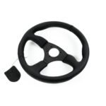 Renown 130R Dark Black Perforated Leather Black Stitching  Steering Wheel