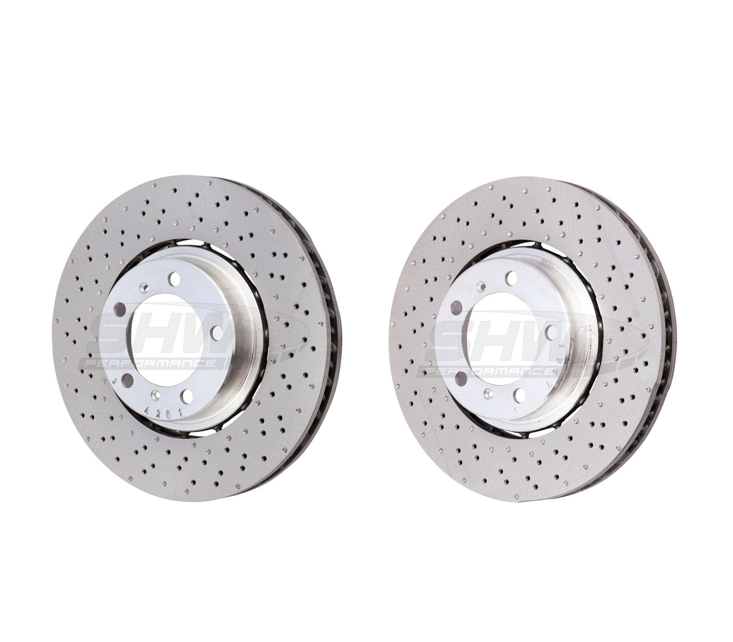 SHW_Drilled-Dimpled_Lightweight_Round_e1602c49-1dbd-46d7-bfa6-e17b141eecf5.jpg SHW Performance Front Drilled-Dimpled LW Brake Rotor Kit (350x34) - Porsche / 991 / 911 / Carrera / Targa / 718 / 3.0L - Image 1