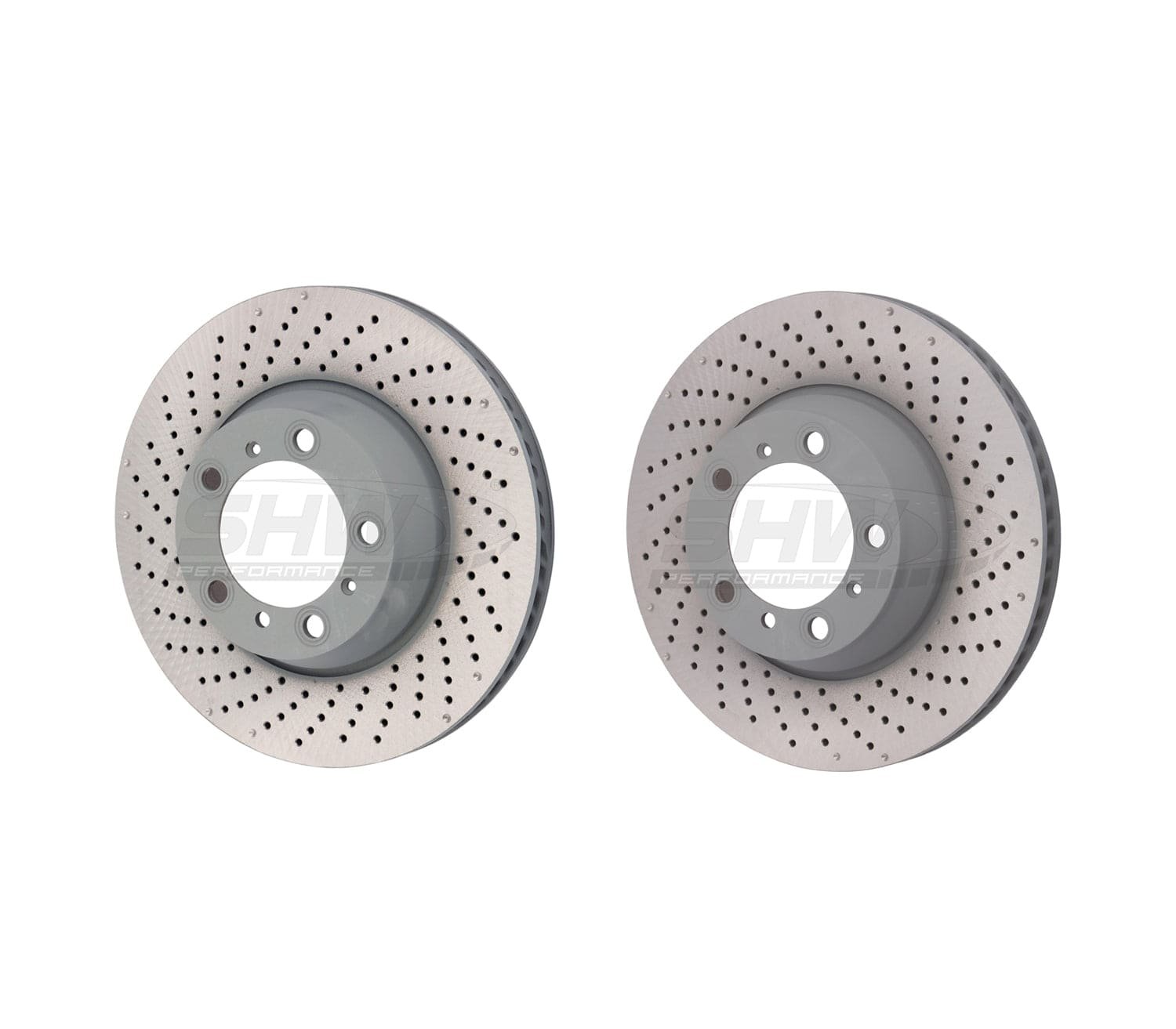SHW_Drilled-Dimpled_Monoblock_Round.jpg SHW Performance Rear Drilled-Dimpled MB Brake Rotor Kit (330x28) - Porsche / 996 / 997 / 911 / Carrera / Targa / Turbo / GTS / 3.8L - Image 1