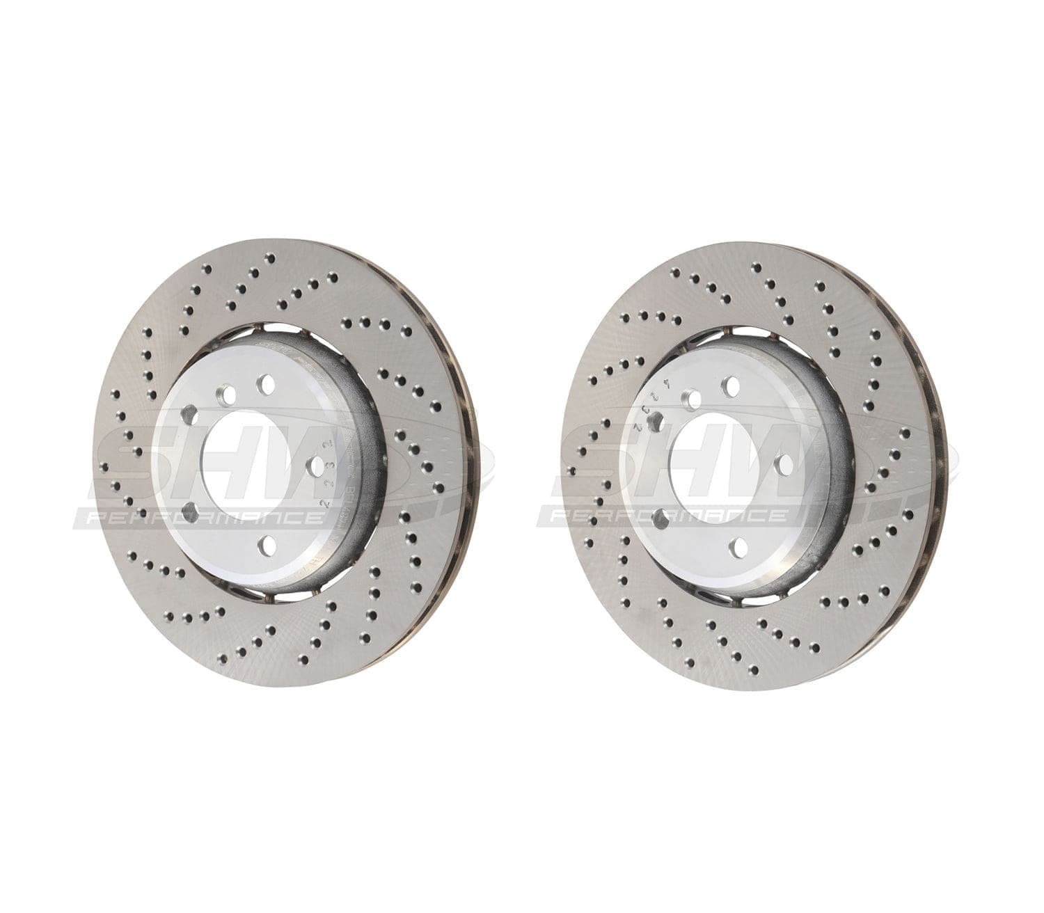 d321cb35a33bb331dd53e43ca7a3c54bc67f78fd.jpg SHW Performance Rear Cross-Drilled Lightweight Brake Rotor Kit (380x28) - BMW / M2 Competition 3.0L 2019-2021 (OPEN BOX) - Image 1