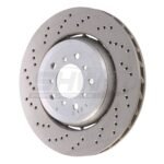 SHW Performance 05-06 BMW M3 3.2L Left Front Cross-Drilled Lightweight Brake Rotor (345x28mm)