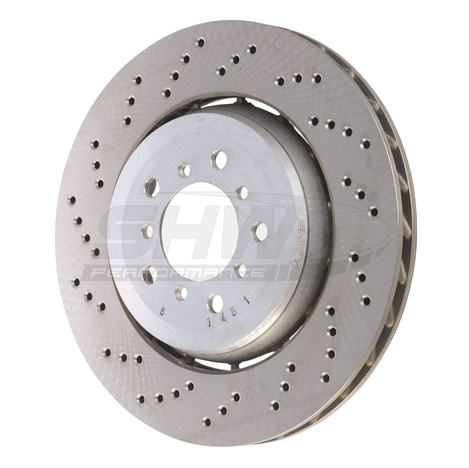 p_073e2d35-ccca-45b7-b220-bb2d13f21cc8.jpg SHW Performance 05-06 BMW M3 3.2L Left Front Cross-Drilled Lightweight Brake Rotor (345x28mm) - Image 1