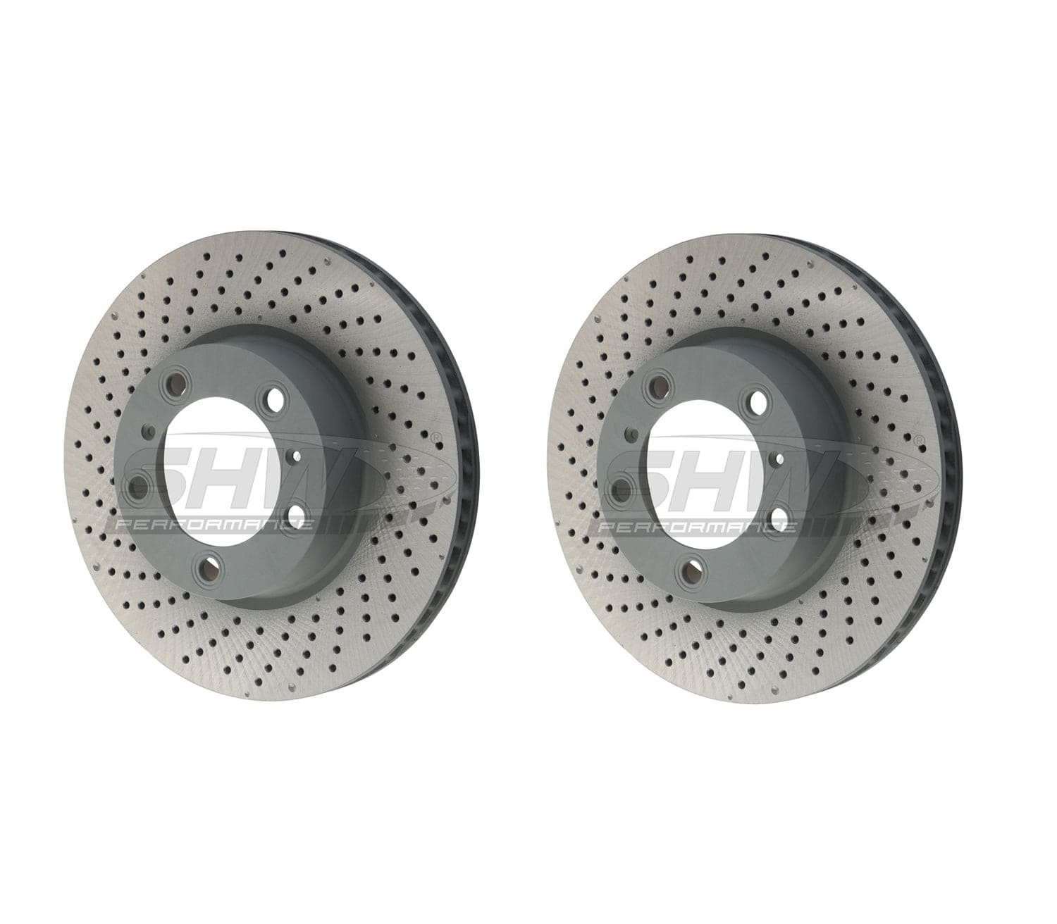 p_1_ceca93b6-c665-465d-af07-8f1530a1b989.jpg SHW Performance Front Drilled-Dimpled MB Brake Rotor Kit (315x28) - Porsche / 981 / Boxster / Cayman / 2.7L (13-16) - Image 1