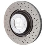 SHW Performance 14-19 Porsche 911 Turbo 3.8L w/o Ceramics Right Front Drilled-Dimple LW Brake Rotor (380x34mm)