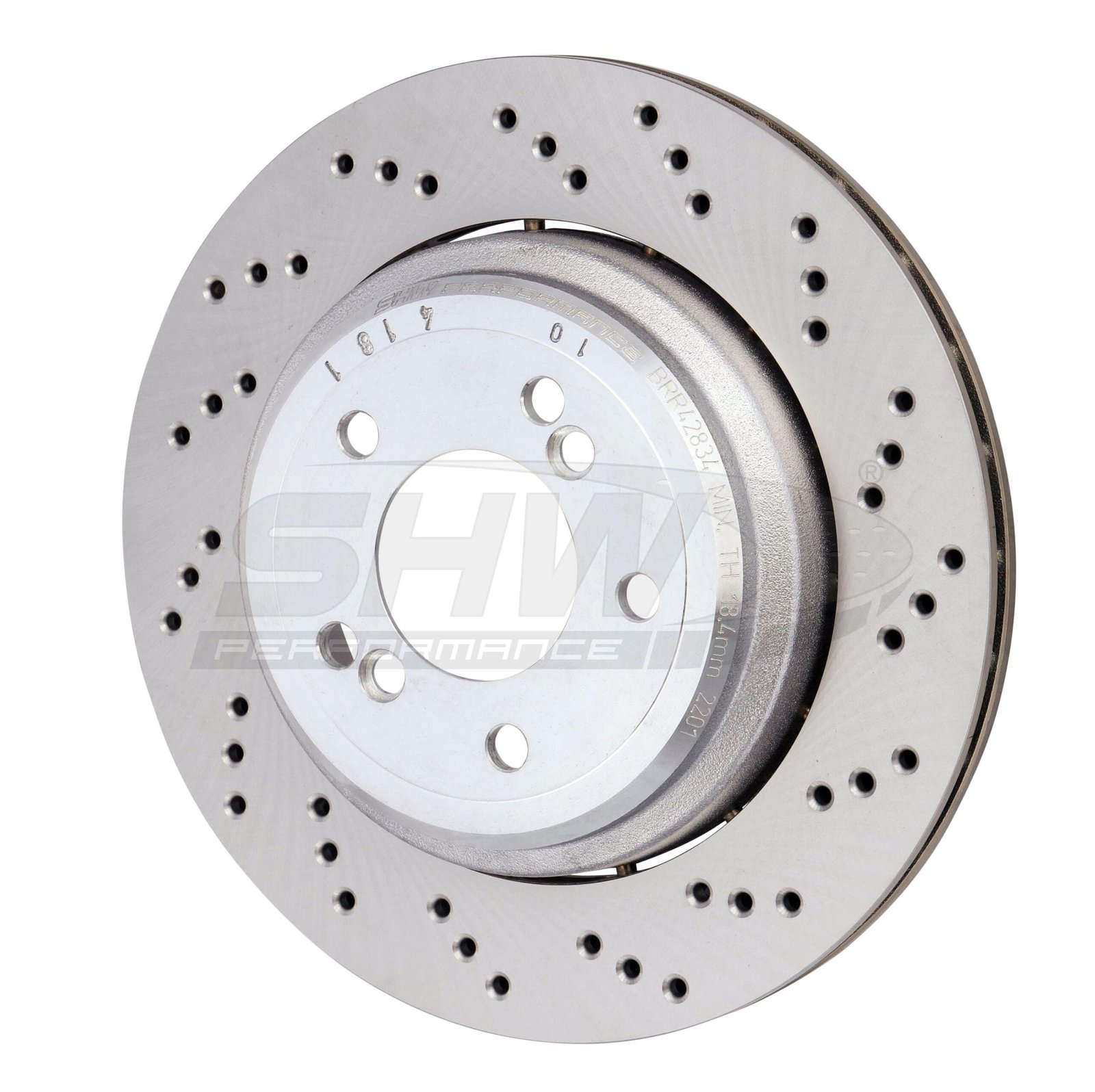 p_51d66aa4-b24c-4cf2-bc7e-a44ce2bad8ba.jpg SHW Performance 06-08 BMW Z4 3.2L Right Rear Cross-Drilled Lightweight Brake Rotor (328x20mm) - Image 1
