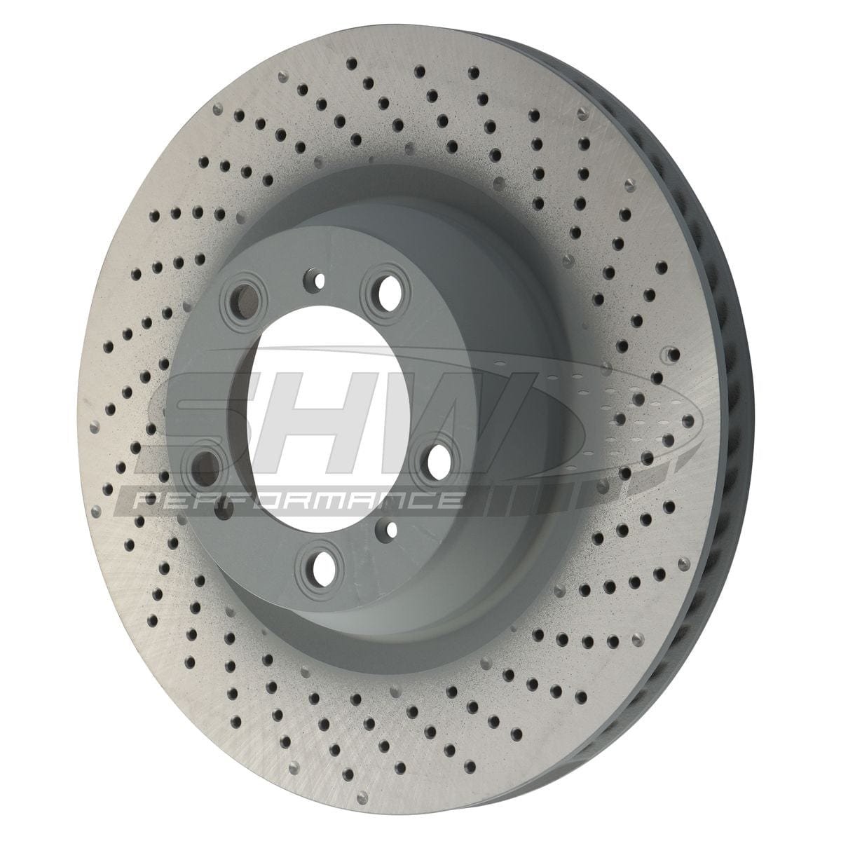 p_5d1e9e67-88e0-4a57-8f6f-3962573aef1f.jpg SHW Performance 20-21 Porsche Carrera 4S 3.0L Right Rear Cross-Drilled Monobloc Brake Rotor (350x28mm) - Image 1