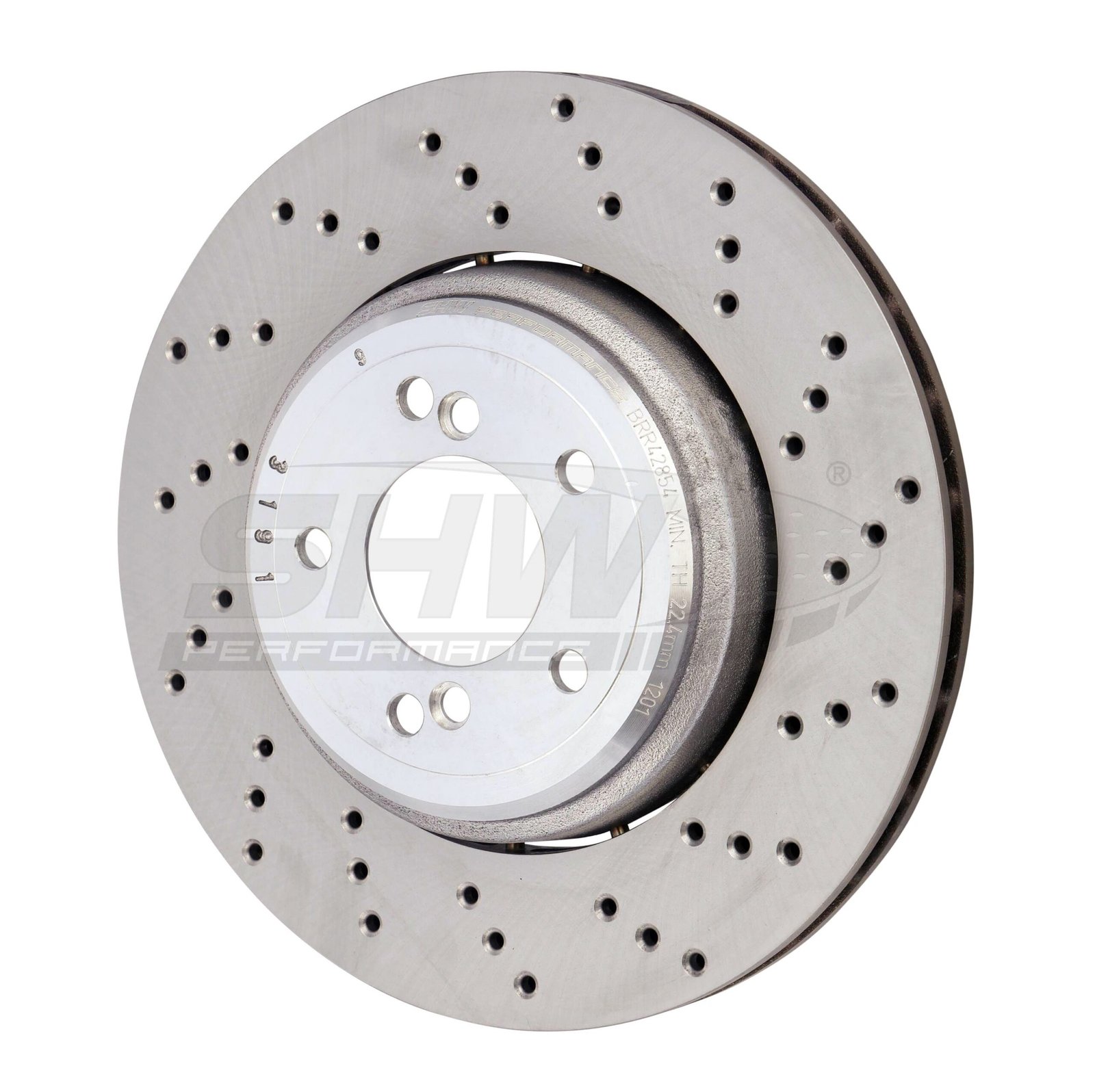 p_9ee2c85c-562d-4371-82f7-cac3e8c3edcf.jpg SHW Performance 08-13 BMW M3 4.0L Right Rear Cross-Drilled Lightweight Brake Rotor (350x24mm) - Image 1
