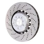 SHW Performance 13-16 BMW M5 4.4L Left Front Cross-Drilled Lightweight Brake Rotor (400x36mm)