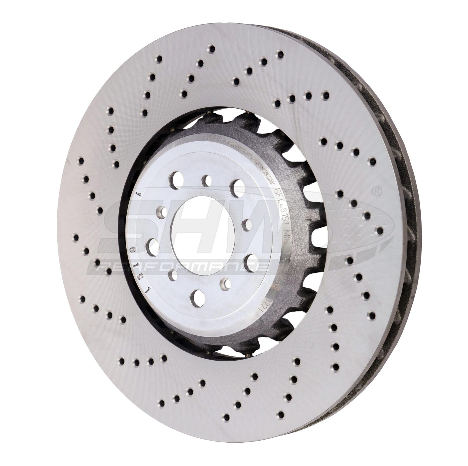 p_a8f9b07a-456b-47ff-bf90-d06460f645be.jpg SHW Performance 13-16 BMW M5 4.4L Left Front Cross-Drilled Lightweight Brake Rotor (400x36mm) - Image 1